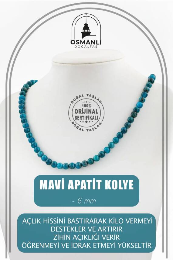 Havlit 6 mm Dizi Doğal Taş Kolye - 2