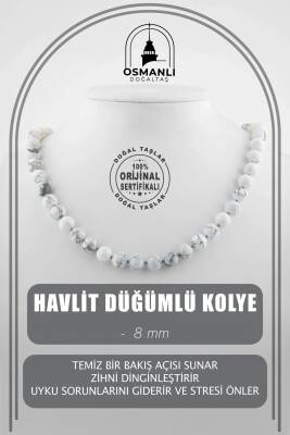 Havlit 8 mm Düğümlü Doğal Taş Kolye - 2