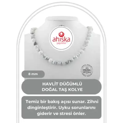 Havlit 8 mm Düğümlü Doğal Taş Kolye - 1