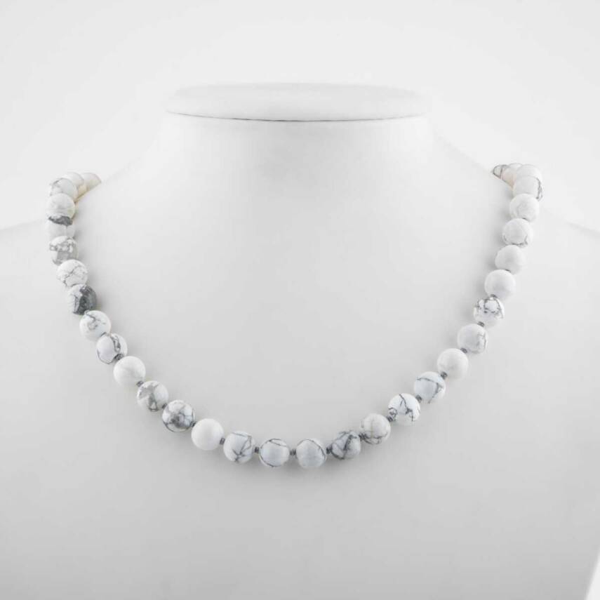 Havlit 8 mm Düğümlü Doğal Taş Kolye - 2