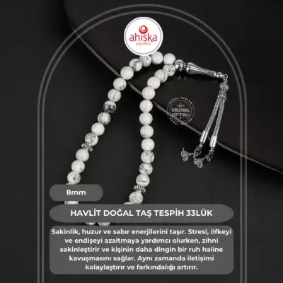 Havlit Doğal Taş Tesbih 33lük - 8mm - 1