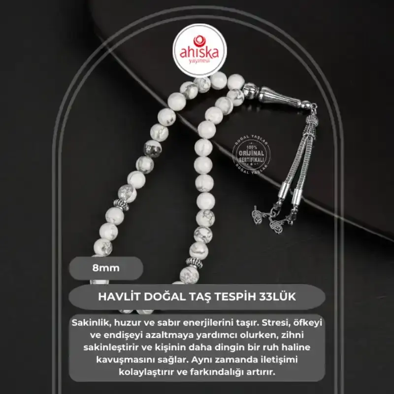 Havlit Doğal Taş Tesbih 33lük - 8mm - 1