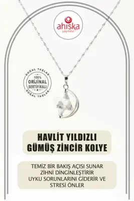 Havlit Doğal Taş Yıldızlı Kolye, Gümüş Zincir - Doğal Taş (1)