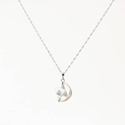 Havlit Doğal Taş Yıldızlı Kolye, Gümüş Zincir - 2