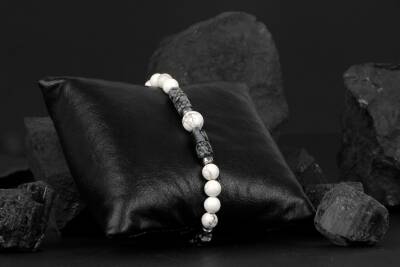 Havlit-Karlı Obsidyen-Hematit Doğal Taş Bileklik - 3