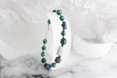 Hazel, Malahit-Lapis-Apatit-Akuamarin Doğal Taş Bileklik - 3
