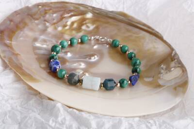 Hazel, Malahit-Lapis-Apatit-Akuamarin Doğal Taş Bileklik - 4