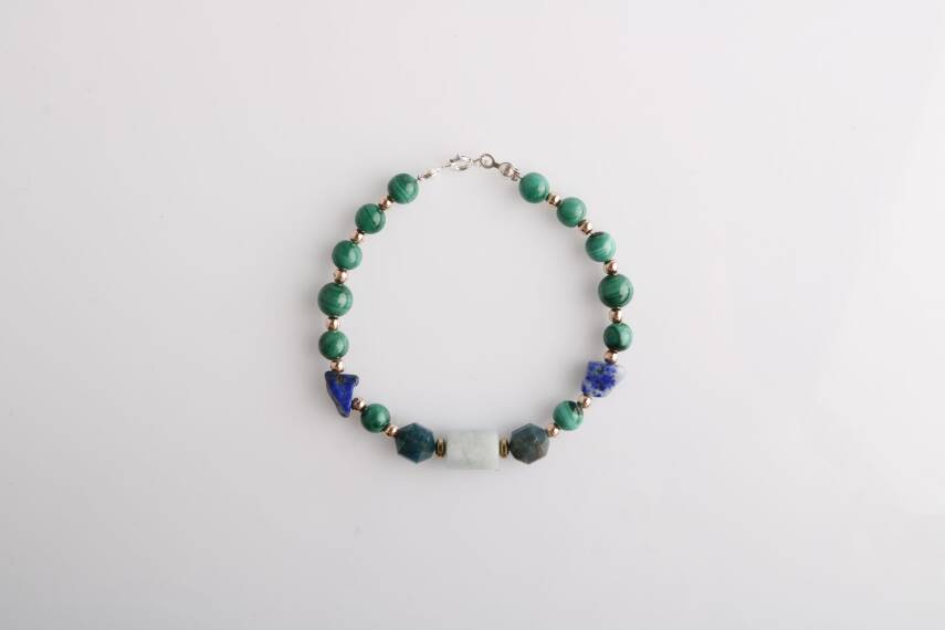 Hazel, Malahit-Lapis-Apatit-Akuamarin Doğal Taş Bileklik - 5