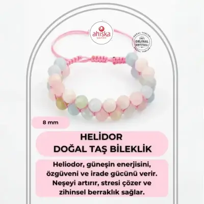 Helidor 8mm Çift Sıra Makrome Doğal Taş Bileklik - Doğal Taş (1)