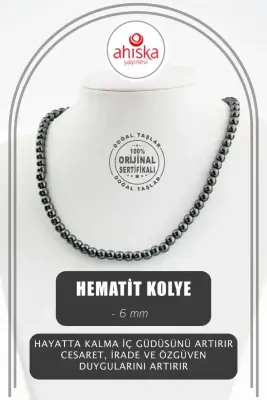 Hematit 6 mm Dizi Doğal Taş Kolye - 1