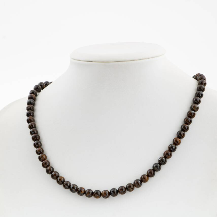 Hematit 6 mm Dizi Doğal Taş Kolye - 1