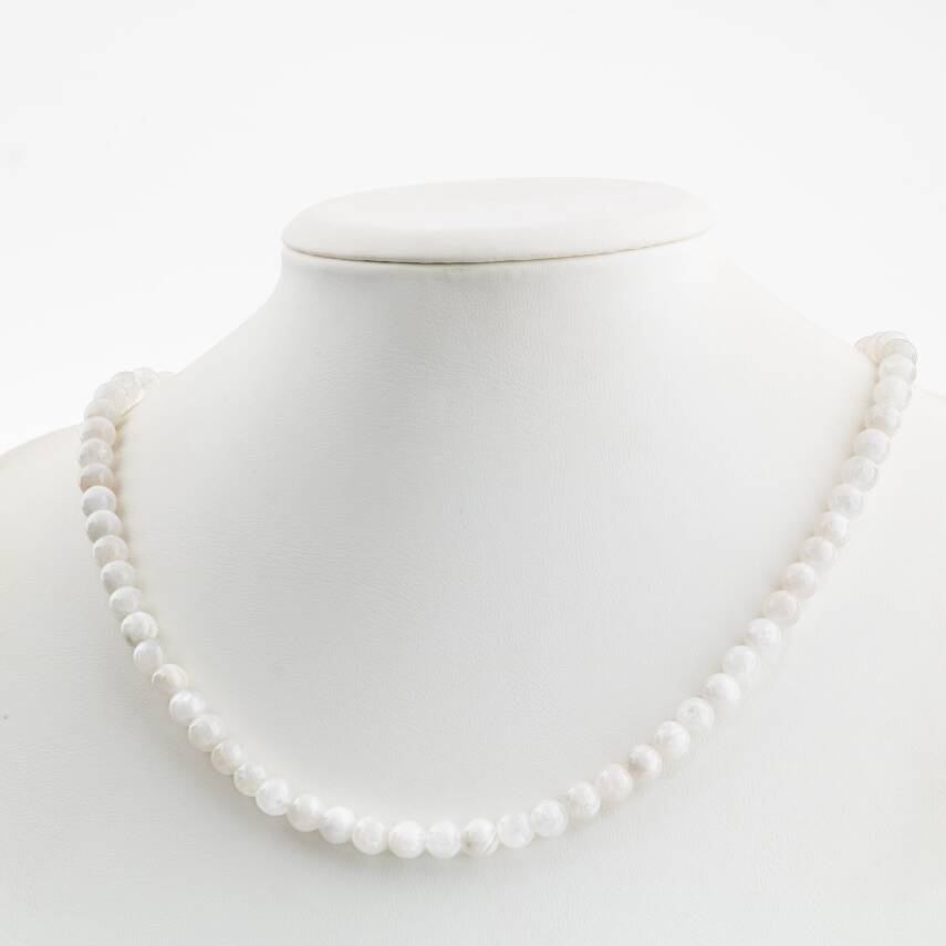 Hematit 6 mm Dizi Doğal Taş Kolye - 3