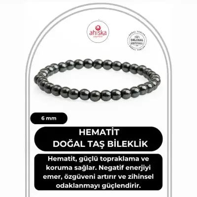 Hematit 6mm Doğal Taş Bileklik - 1