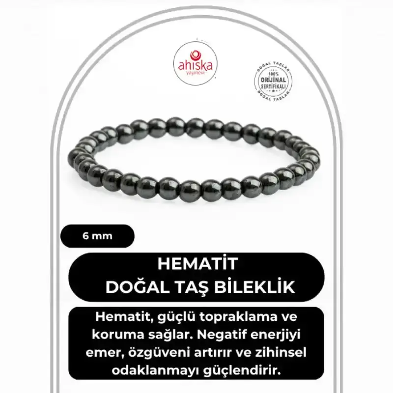 Hematit 6mm Doğal Taş Bileklik - 1