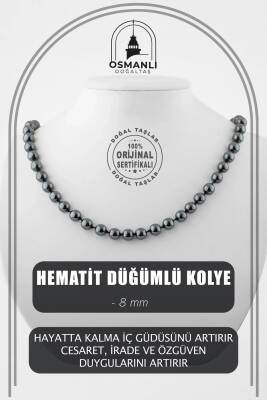 Hematit 8 mm Düğümlü Doğal Taş Kolye - Osmanlı Doğaltaş