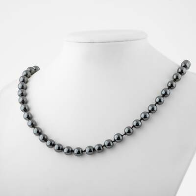 Hematit 8 mm Düğümlü Doğal Taş Kolye - 2