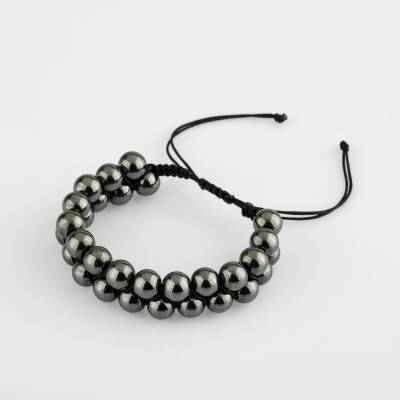 Hematit 8mm Çift Sıra Makrome Doğal Taş Bileklik - Osmanlı Doğaltaş