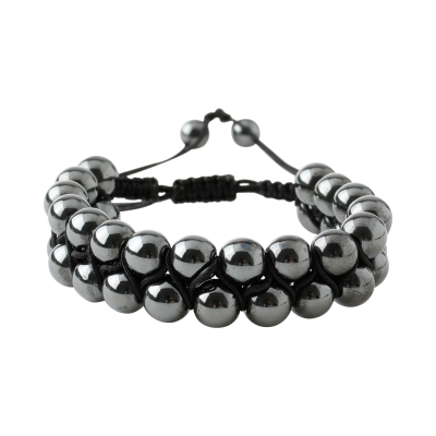Hematit 8mm Çift Sıra Makrome Doğal Taş Bileklik - 5