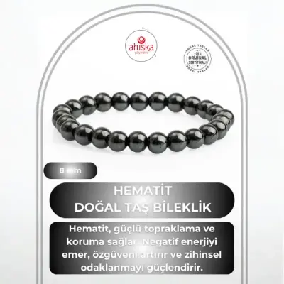 Hematit 8mm Doğal Taş Bileklik - 1