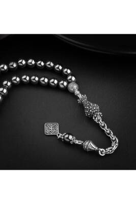 Hematit Doğal Taş 8mm Gümüş İmameli Tesbih - 2