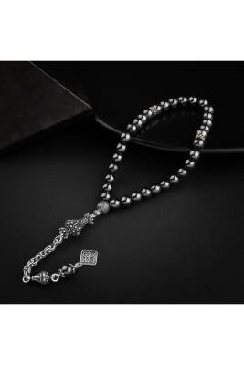 Hematit Doğal Taş 8mm Gümüş İmameli Tesbih - 3