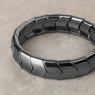 Hematit Doğal Taş Balık Sırtı Geniş Kesim Bileklik - Osmanlı Doğaltaş