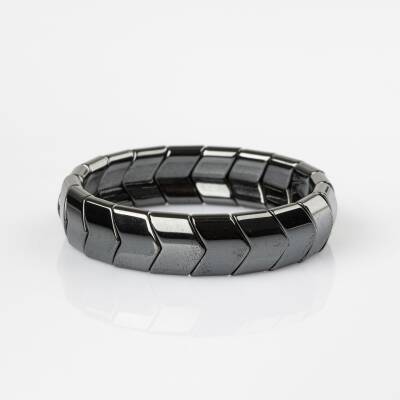 Hematit Doğal Taş Balık Sırtı Geniş Kesim Bileklik - 4