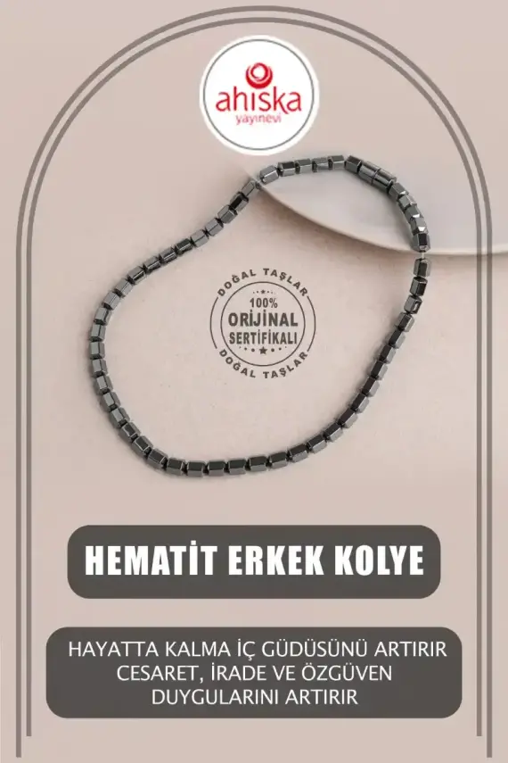 Hematit Doğal Taş Erkek Kolye - 1