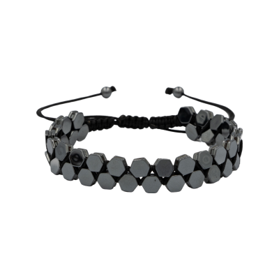 Hematit Doğal Taş Erkek Makrome Bileklik - Osmanlı Doğaltaş