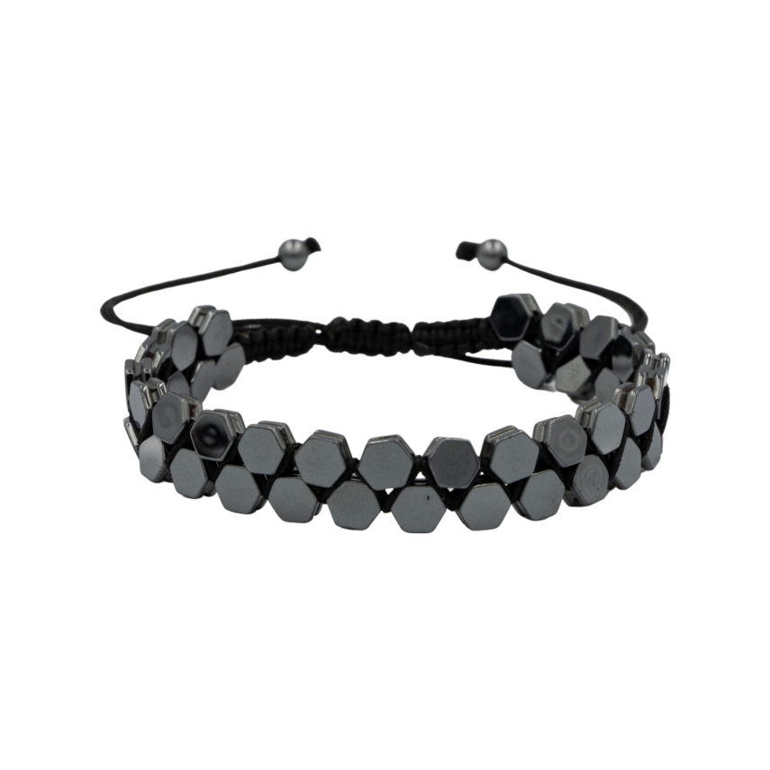 Hematit Doğal Taş Erkek Makrome Bileklik - 1