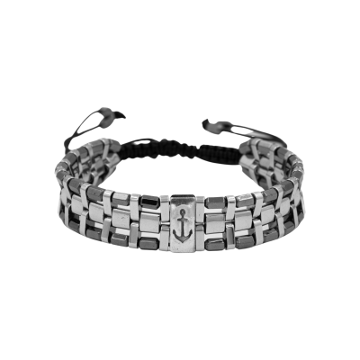 Hematit Doğal Taş Erkek Makrome Çapa Model Bileklik - Osmanlı Doğaltaş