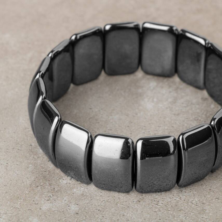 Hematit Doğal Taş Geniş Kesim Bileklik - 1