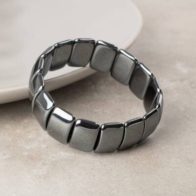 Hematit Doğal Taş Geniş Kesim Bileklik - 3