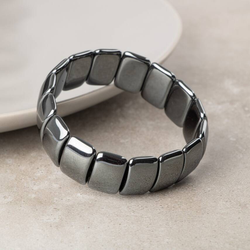 Hematit Doğal Taş Geniş Kesim Bileklik - 3