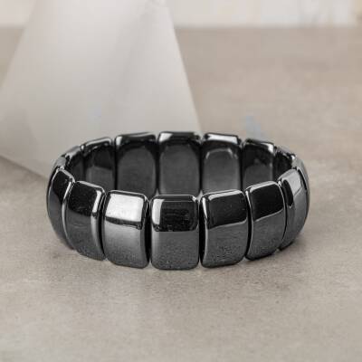 Hematit Doğal Taş Geniş Kesim Bileklik - 4