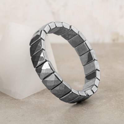 Hematit Doğal Taş Kare Kesim Geniş Kesim Bileklik - Osmanlı Doğaltaş