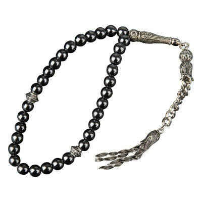 Hematit Doğal Taş Tesbih 33lük - 8mm - 4