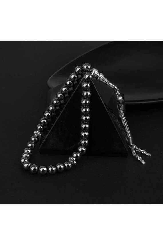 Hematit Doğal Taş Tesbih 33lük - 8mm - 3