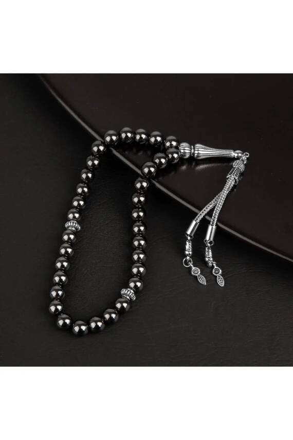 Hematit Doğal Taş Tesbih 33lük - 8mm - 4