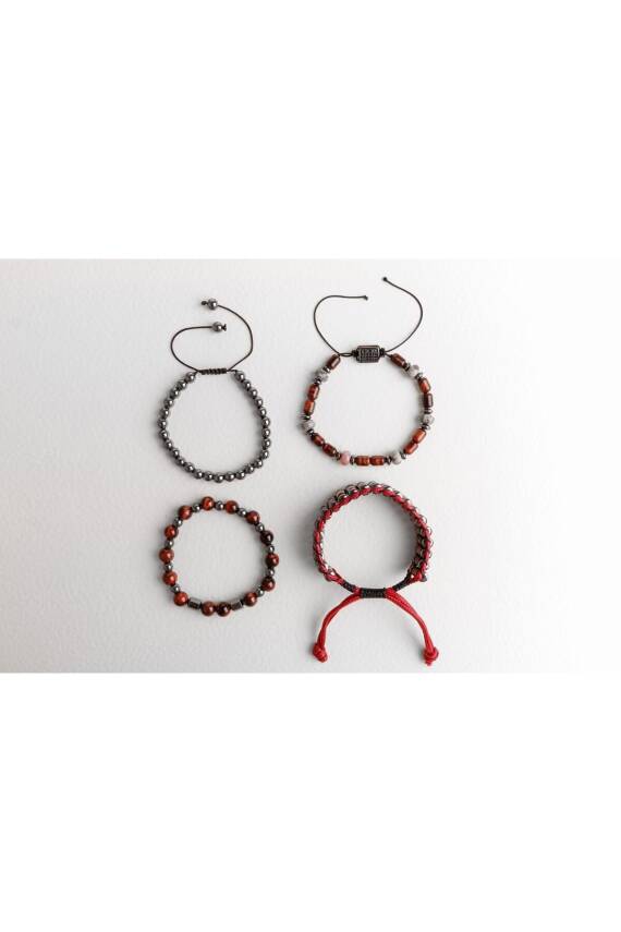 Hematit-Kaplan Gözü-Labradorit Erkek Doğal Taş Bileklik Seti - 1