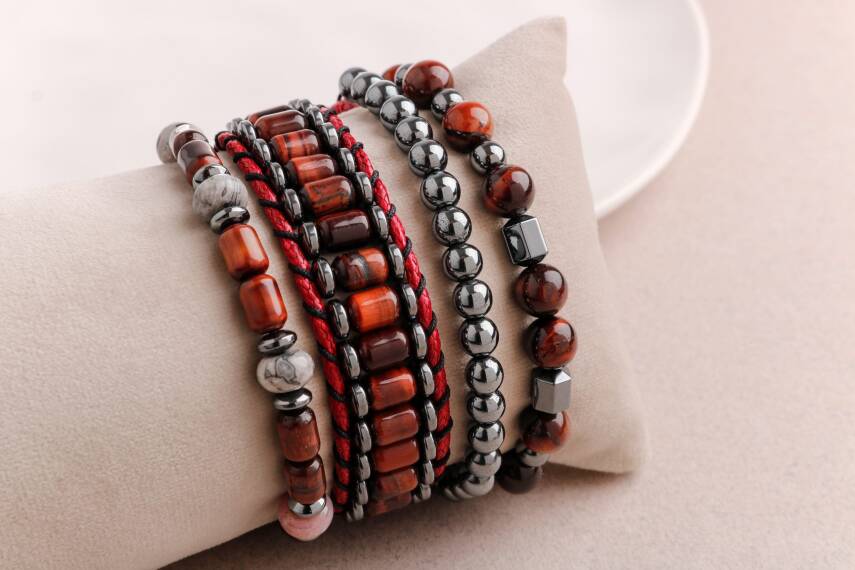 Hematit-Kaplan Gözü-Labradorit Erkek Doğal Taş Bileklik Seti - 1