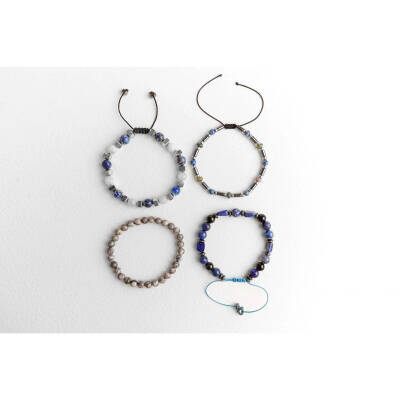 Hematit-Lapis-Jasper Erkek Doğal Taş Bileklik Seti - 3