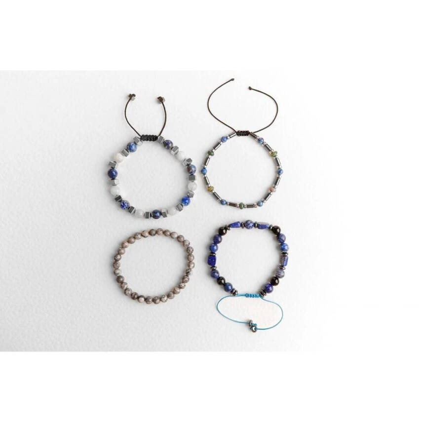 Hematit-Lapis-Jasper Erkek Doğal Taş Bileklik Seti - 3