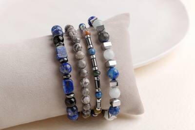 Hematit-Lapis-Jasper Erkek Doğal Taş Bileklik Seti - Osmanlı Doğaltaş