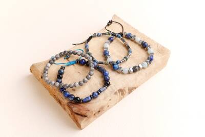 Hematit-Lapis-Jasper Erkek Doğal Taş Bileklik Seti - 4