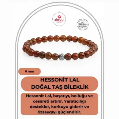 Hessonit Lal 6mm Doğal Taş Bileklik - Doğal Taş (1)