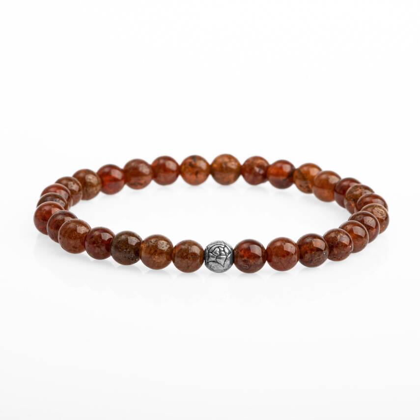 Hessonit Lal 6mm Doğal Taş Bileklik - 2