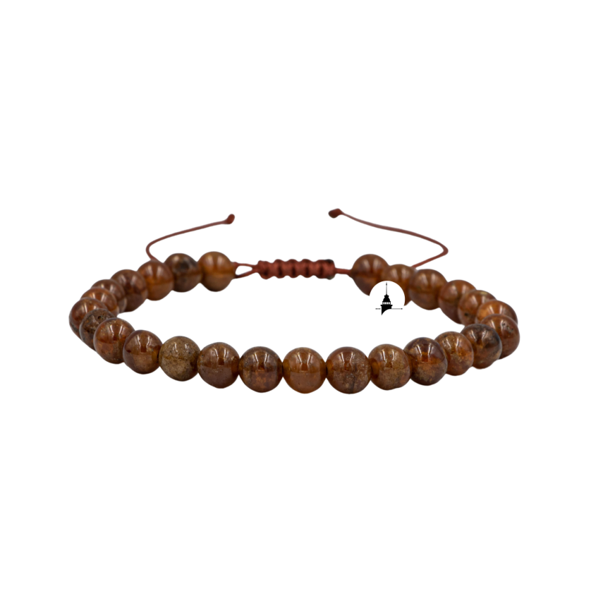 Hessonit Lal 6mm Merdiven Kapama Doğal Taş Bileklik - 2