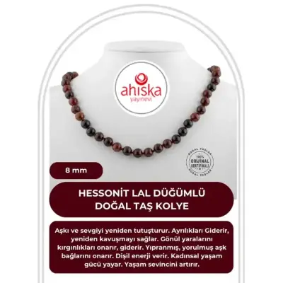 Hessonit Lal 8 mm Düğümlü Doğal Taş Kolye - Doğal Taş (1)