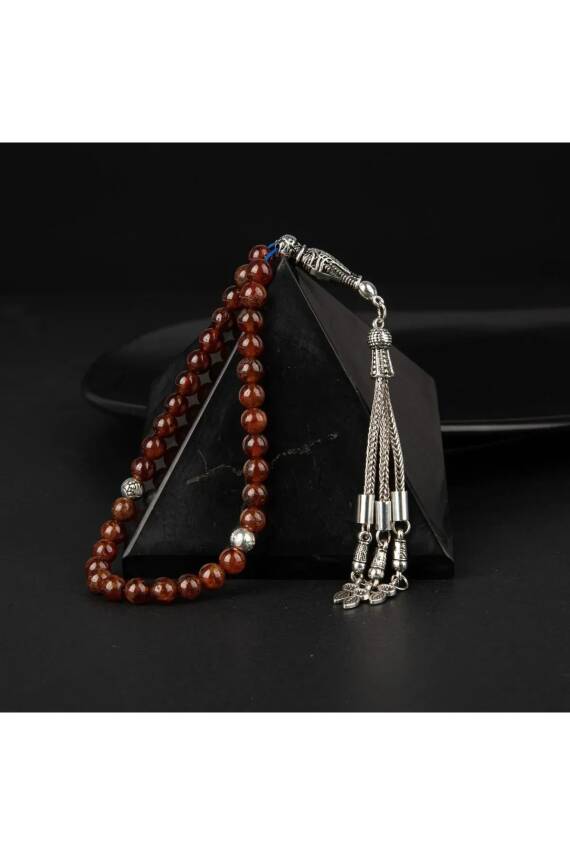 Hessonit Lal Doğal Taş Tesbih 33lük - 6mm - 2